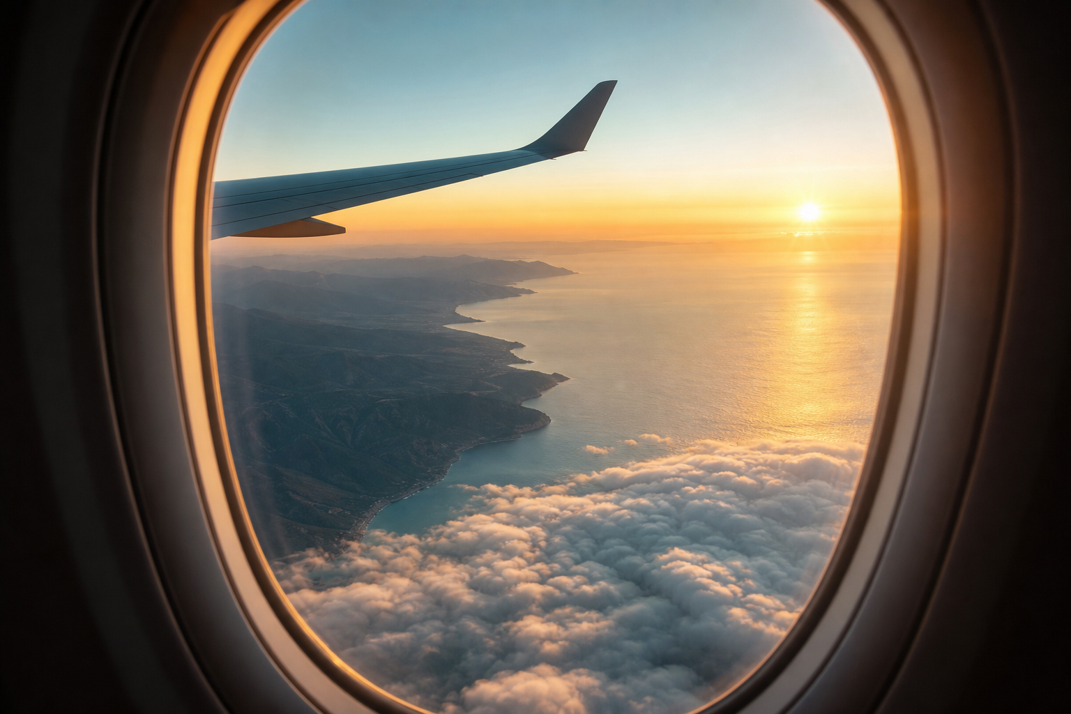 Vista desde avión sobre nubes